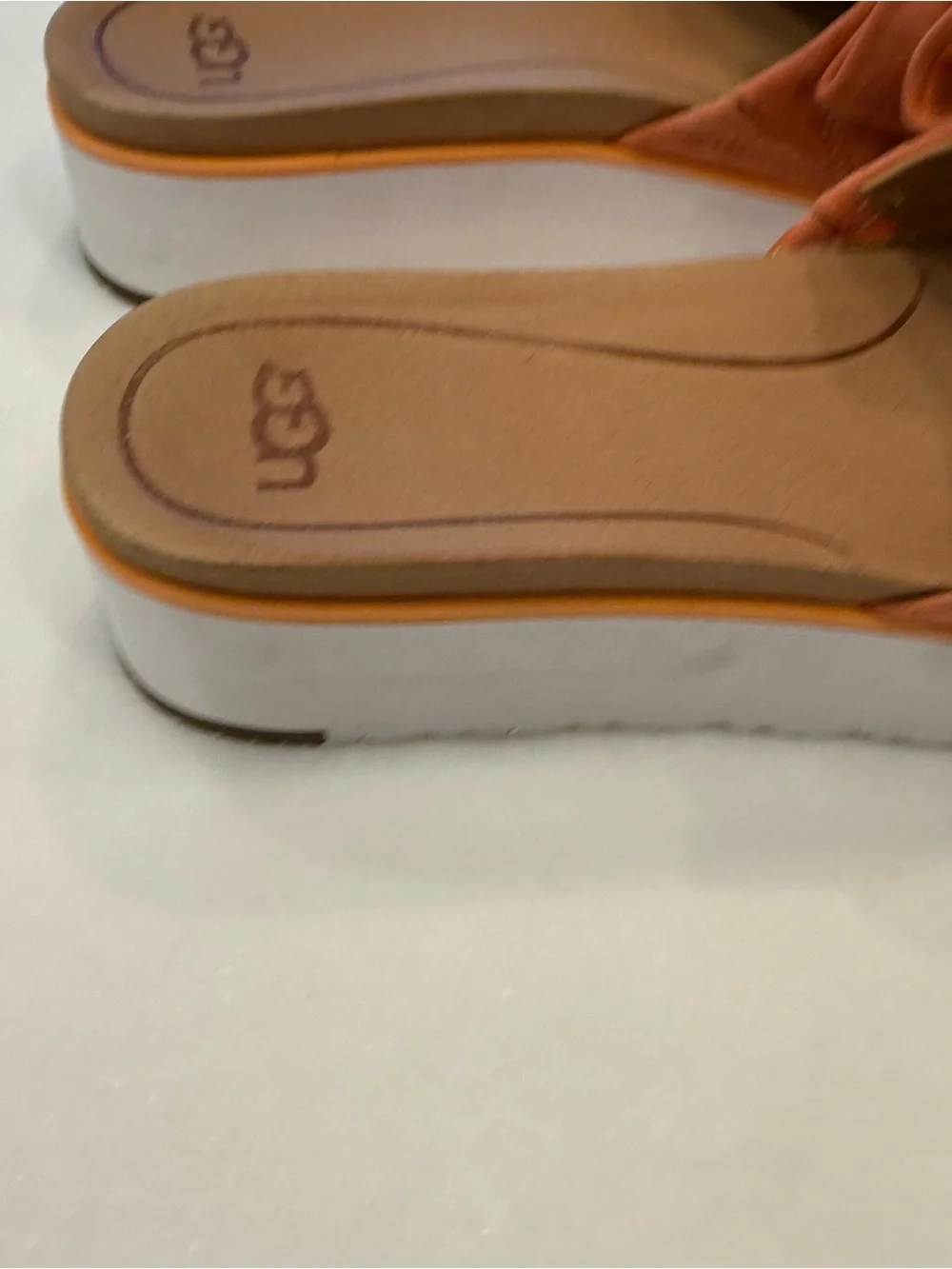 UGG Joan Women’s Platform Slides Suede Bow Coral Sz  US 9.5 /UK 8 /EU 40.5 NEW